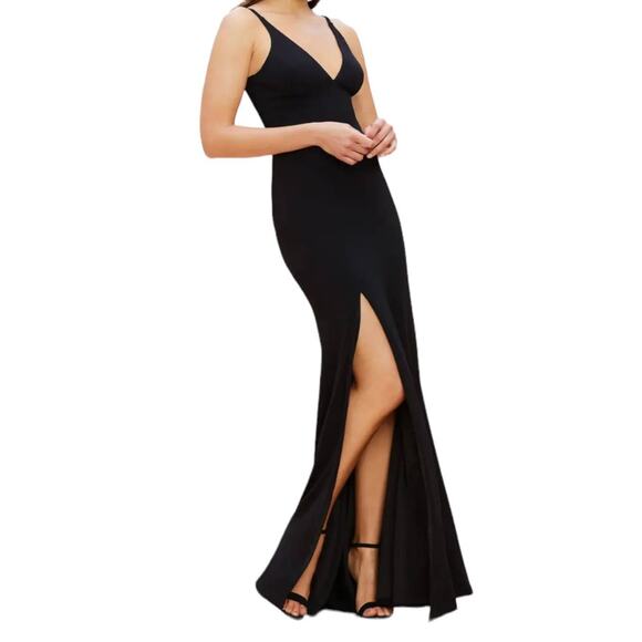 Dress the Population dress Iris Slit crepe gown black size XXL - Picture 1 of 5